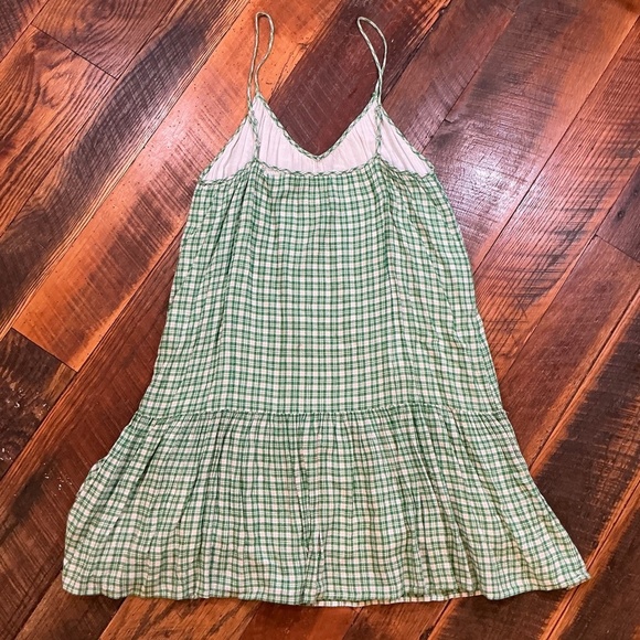Rails Ari Plaid Flounce Hem Gingham Mini Dress in White Evergreen Green Women’s - Picture 3 of 7